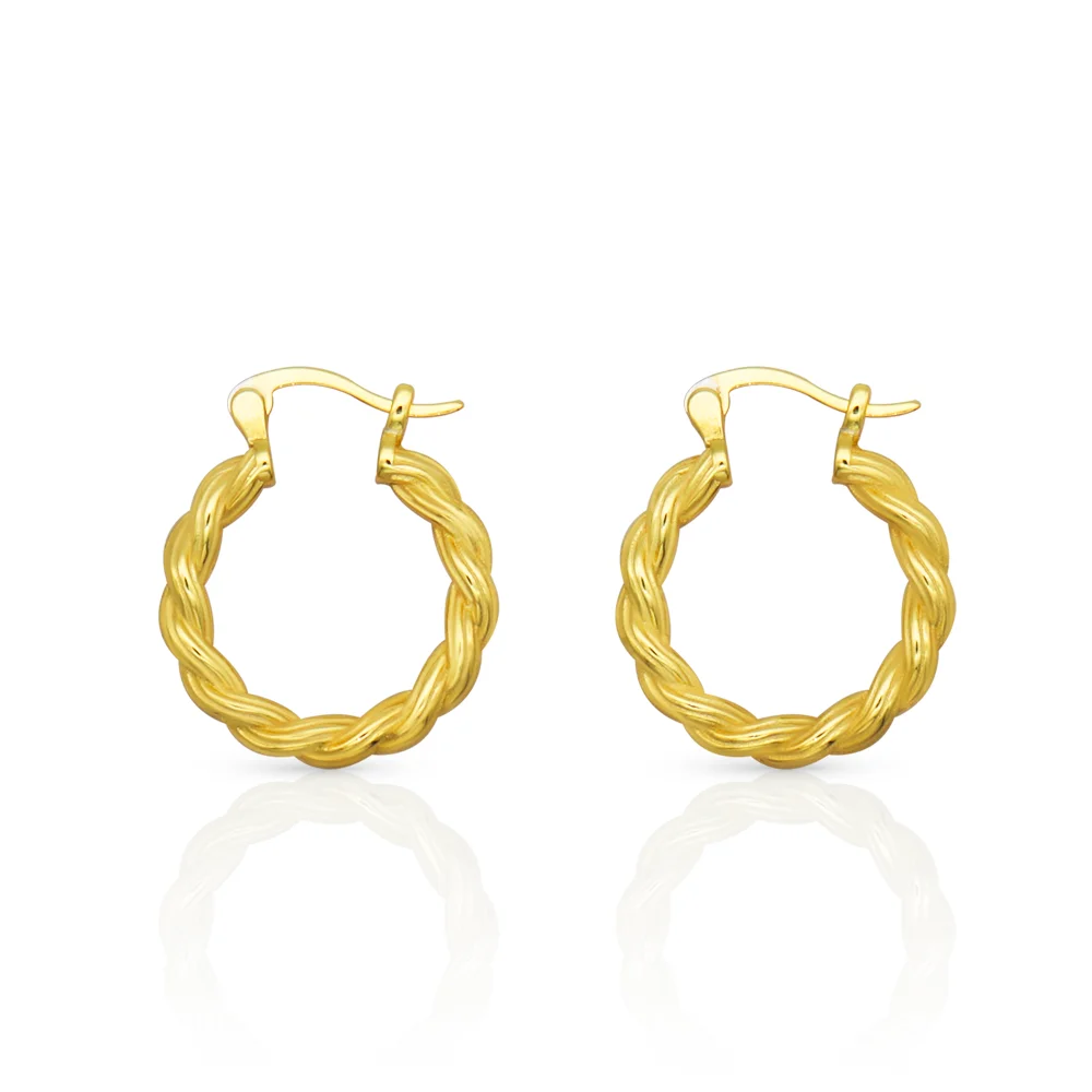 

Chris April in stock 925 sterling silver jewelry gold plated Twist circle Fashion hoop earrings