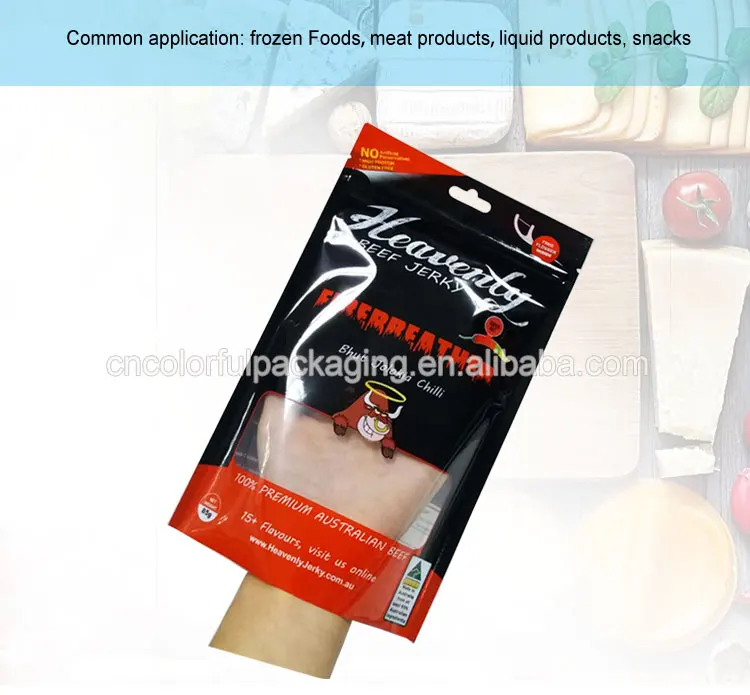 Custom Printed Reusable Vacuum Seal Zip Lock Snack Food Beef Jerky