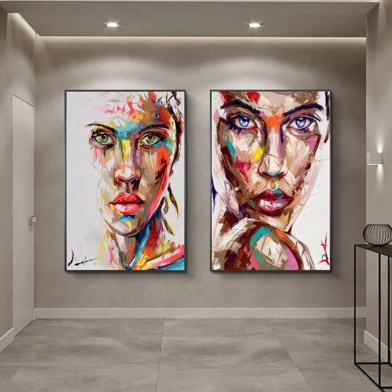 

Large Size Woman Face Abstract Canvas Paintings on The Wall Art Posters and Prints Modern Woman Art Picture Home Wall Decoration