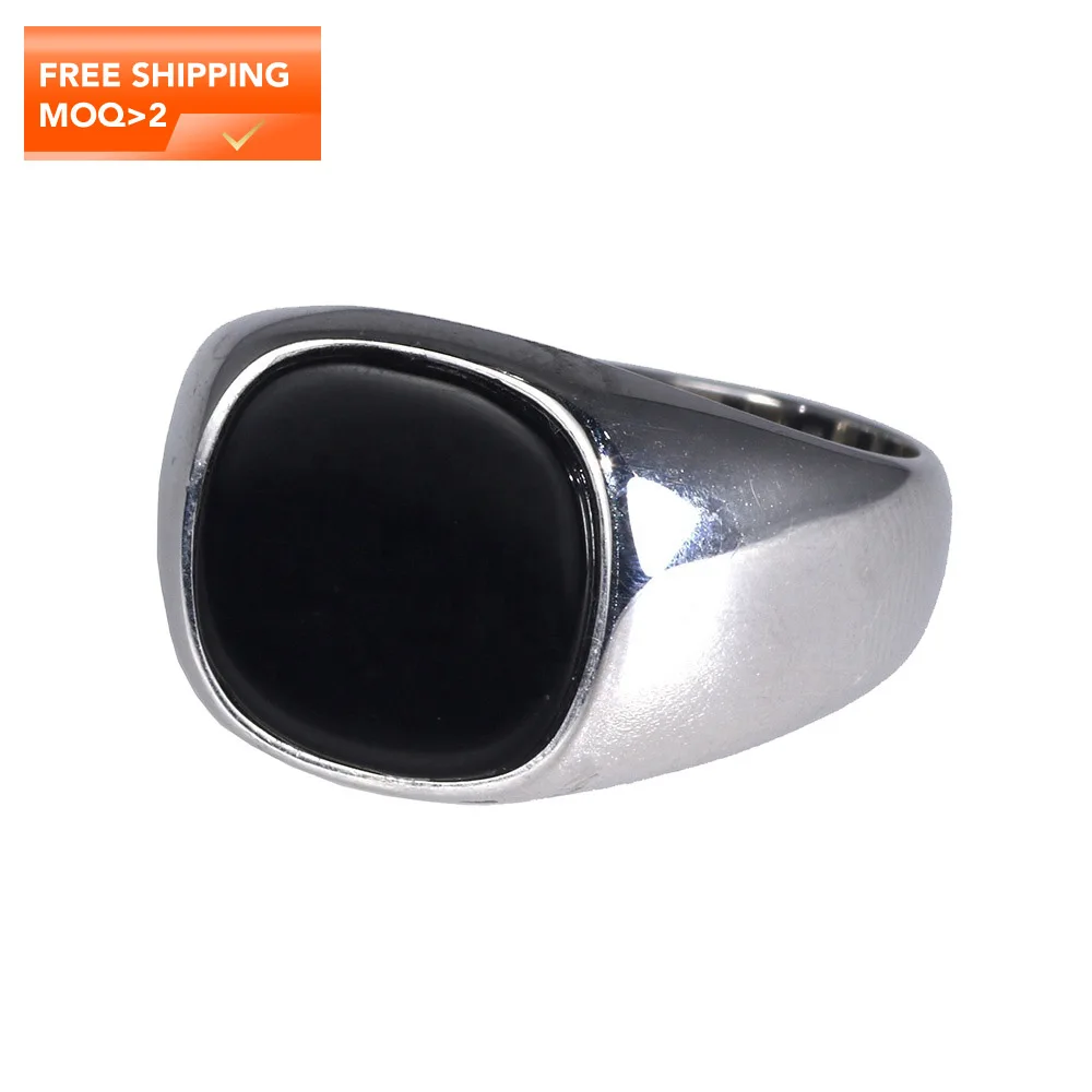 

Real Pure Silver s925 Mens Rings Minimalist Turkish Rings Man Simple Finger Rings With Natural Onyx Stones Turkish Jewellery