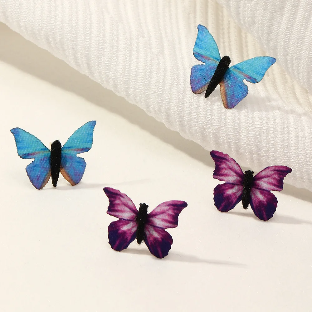 

Fashion Ins High Qaulity Cloth Butterfly Stud Earrings Fabric Cute Butterfly Earrings For Women Girls