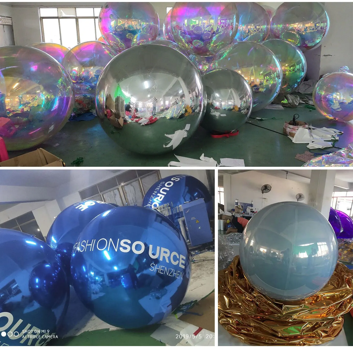 Custom Giant Gold Mirror Sphere Decorative Large Pvc Inflatable Silver Ball Colorful Inflatable