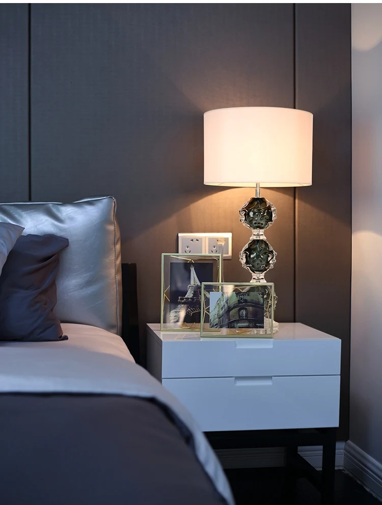 Interior Decorative Handblown Dark Smoky Green Sphere Glass Table Lamp Home For Decor Living Room