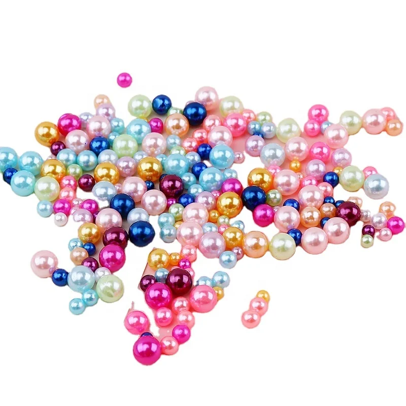 

2 4 6 8 10 60 Colors No Hole Loose Plastic Pearl Beads Round Pearl for Cloth Shoes, Custom color