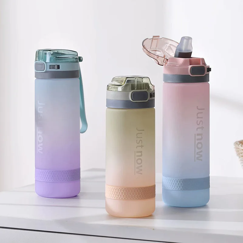 

new fashion water with straw without BPA portable outdoor sports cute drinking plastic bottle environmental protection