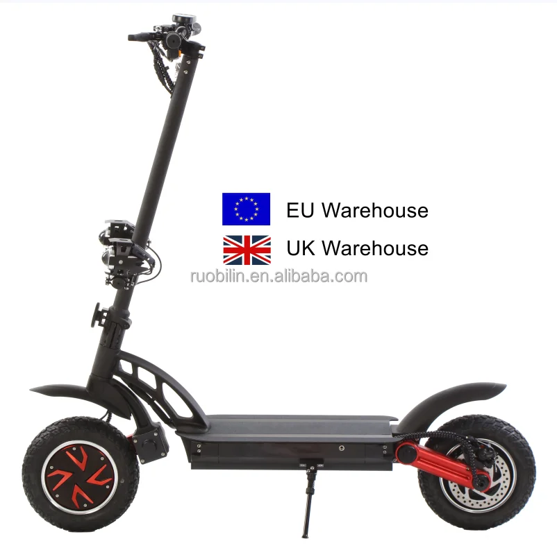 

Best USA EU Warehouse Two Wheel Dual Motor Waterproof 1600w 48V 17.5A High Speed 60km/h Off Road For Adult Electric Scooters, Black with red