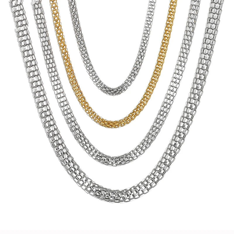 

Fashion hollow woven chain 304 stainless steel necklace men women cuban chunky necklace wholesale factory