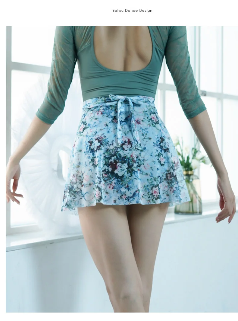119143005 Baiwu Mesh Wrap Ballet Skirt Ballet Dance Floral Adult Training Leotard Clothing Could 