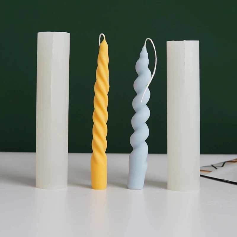 

3D Twisted Long Brush Holder Silicone Candle Mould DIY Candlelight Dinner Rotating Screw Rod Twist Rod Candle Mould, Random