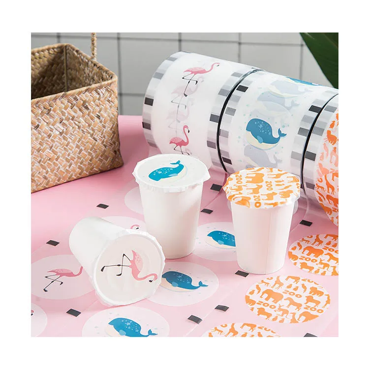 

Food Grade Printed Heat Seal Milktea Easy Tear Paper Film Plastic Cup Sealing Film