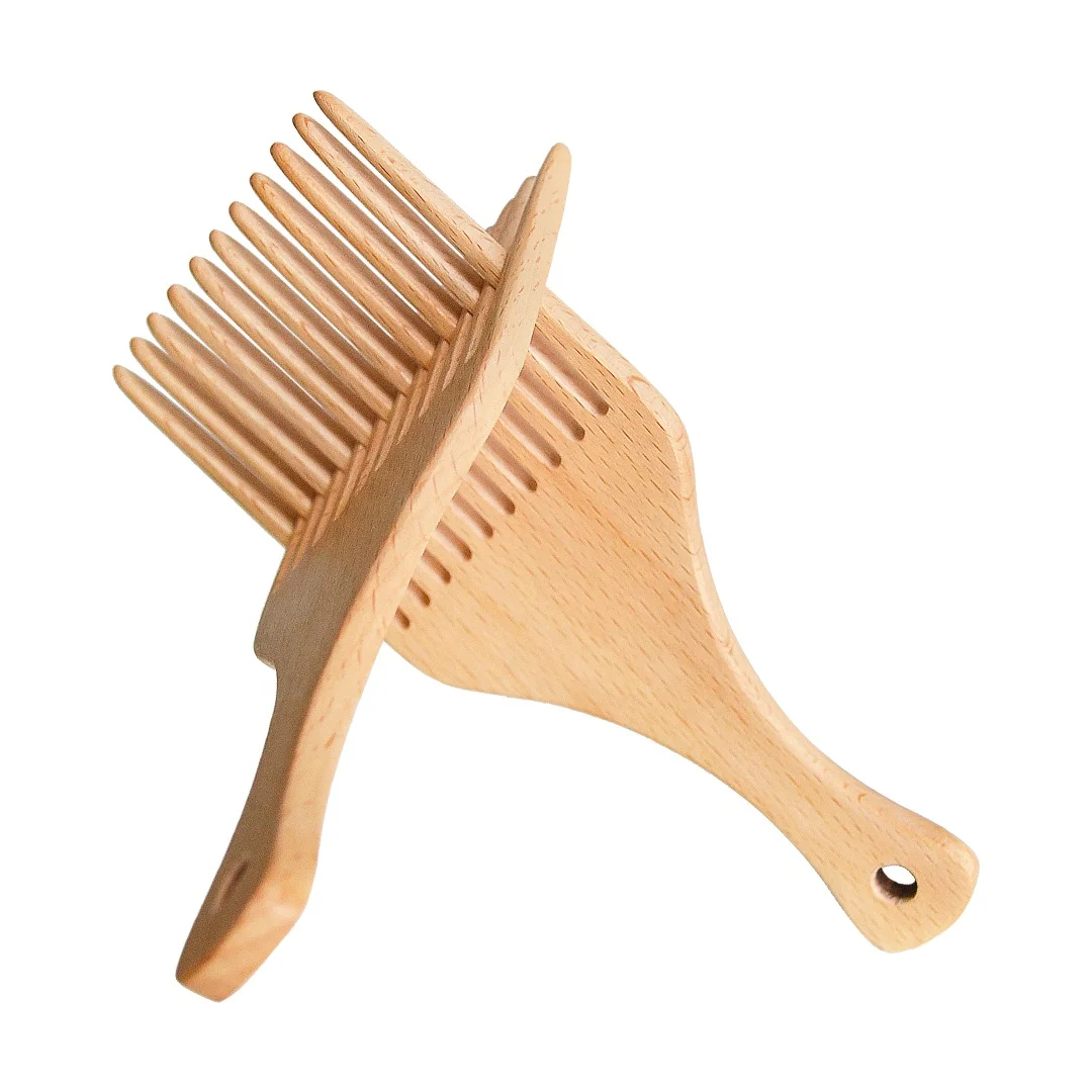 

Wholesale Custom Logo Natural Wood Eco-friendly Beard Afro Pick Hair Comb