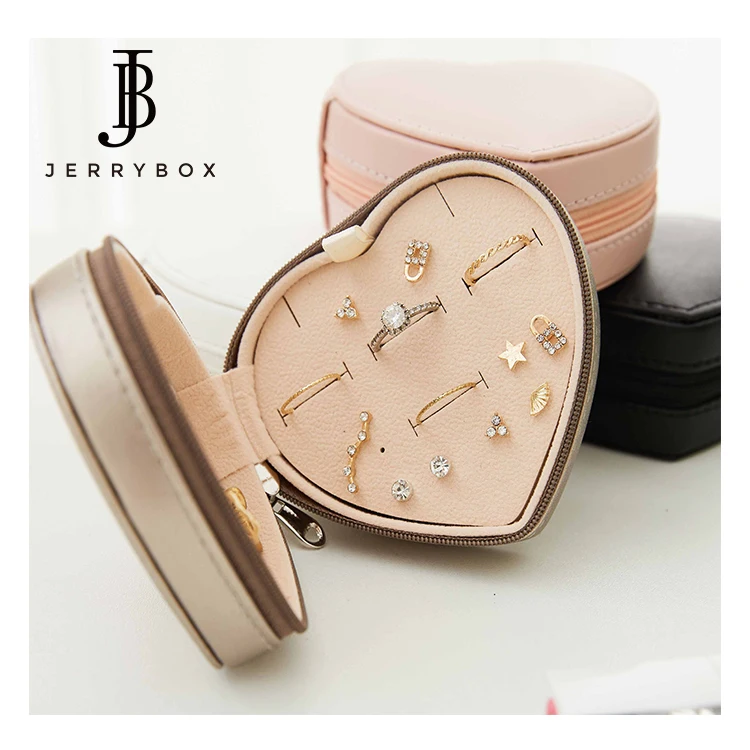 

PU Leather Travel Heart Shaped Jewelry Case