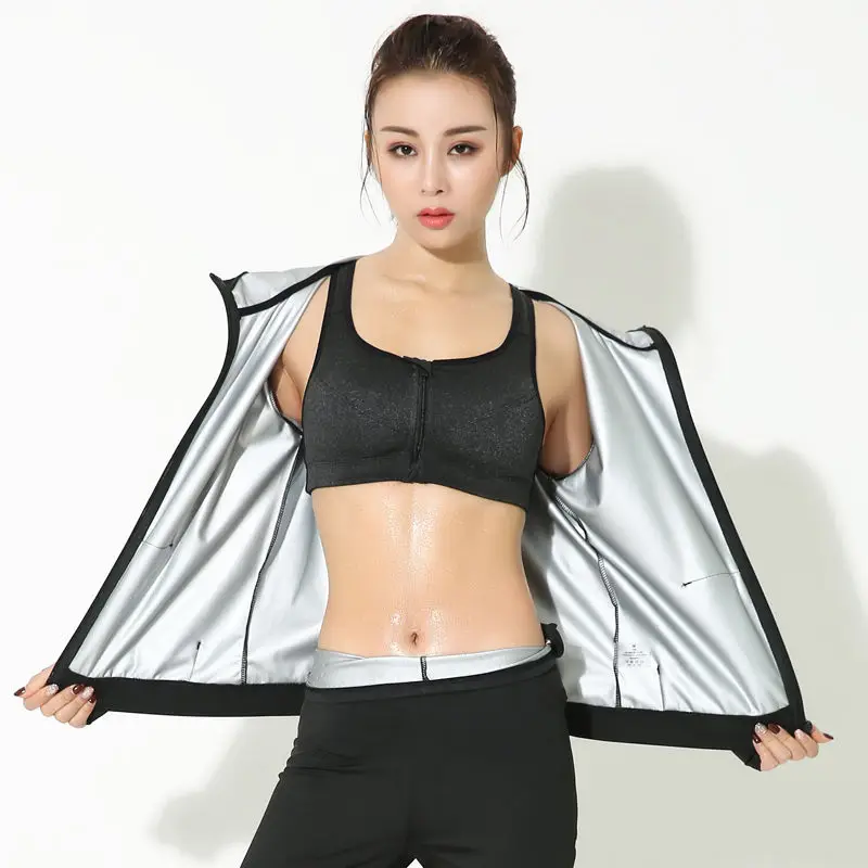 

1pc Women Running Female Sauna Set Girl Burn Belly Fat Compression Suit Slimming Body Shaper Pants and Long Sleeve Jackets