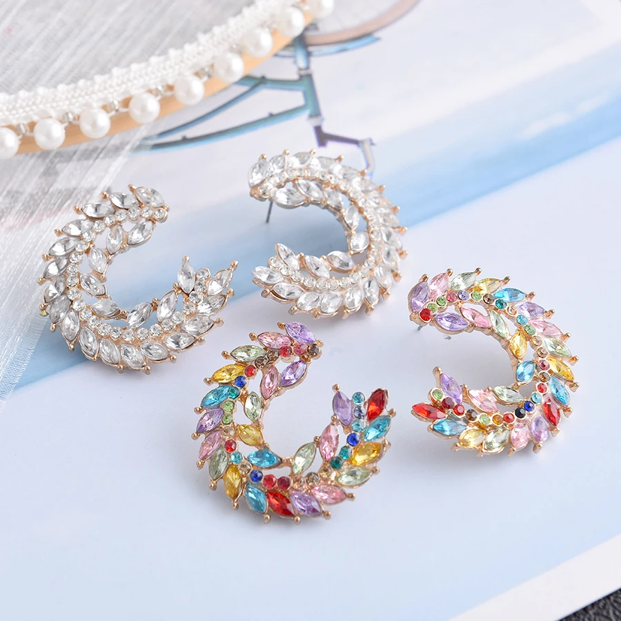 

Kaimei Fashion Party Boucle D'oreille Jewelry Wholesale Korean Fashion Elegant Rhinestone Hollow Stud Earrings For Women Girls, Many colors fyi