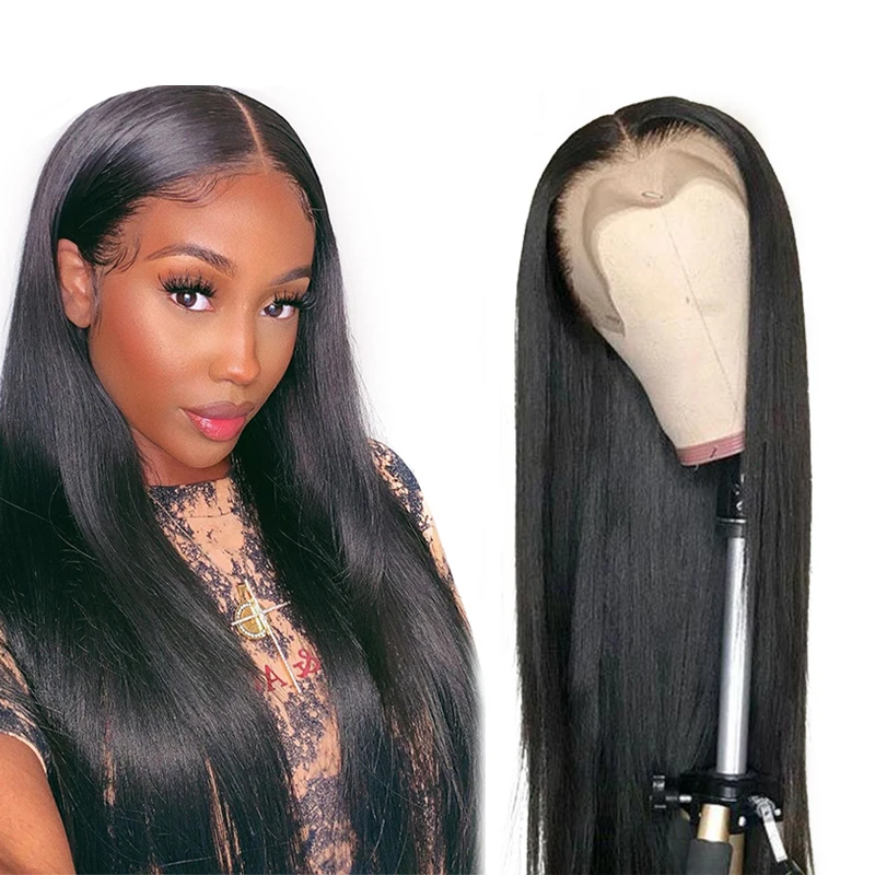 

lace frontal Human Hair Wig For Black Women Pony Tail 360 Straight Long Natural Remy Brazilian Invisible with Baby Hai