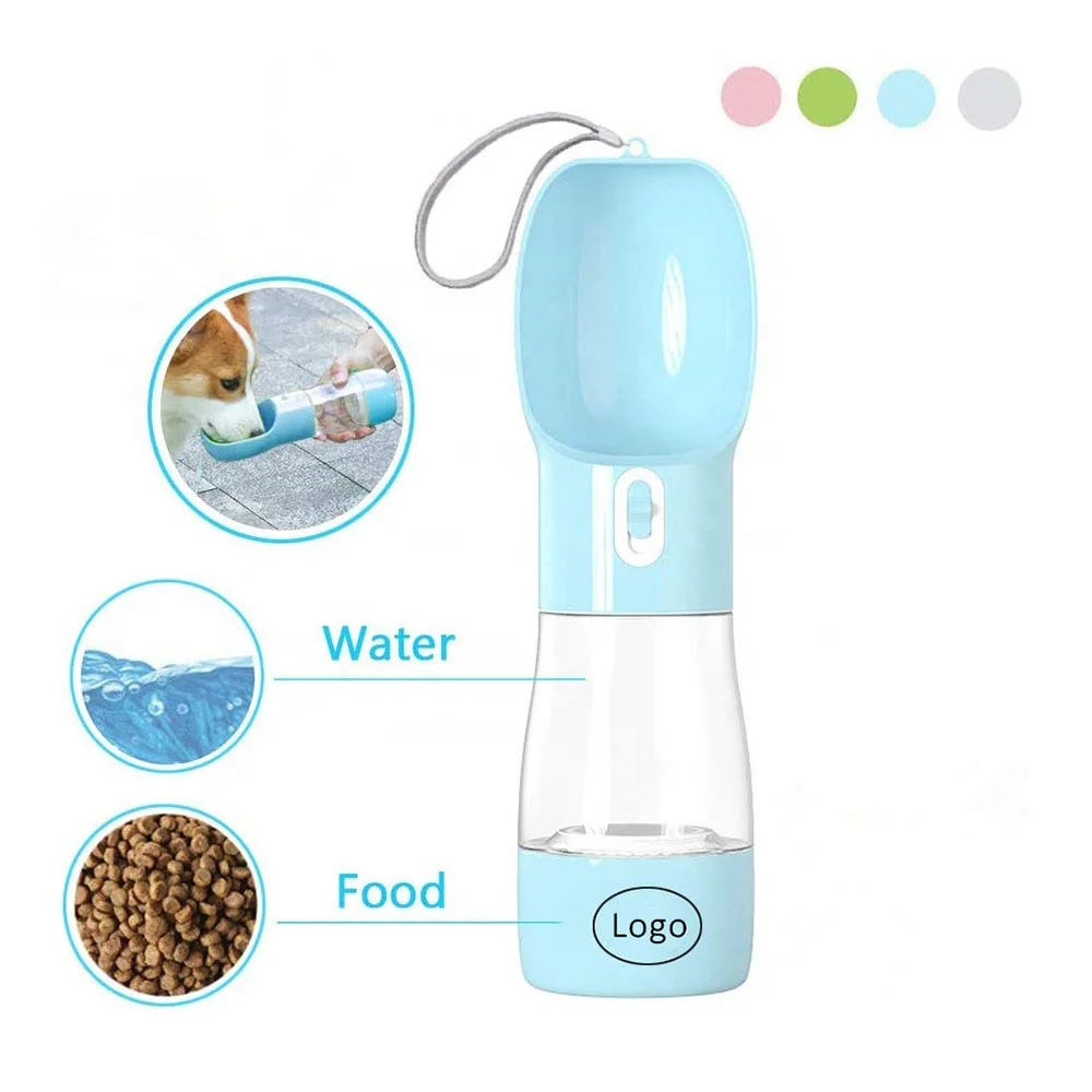 

2021 New Design 2 In 1 Water with Food Container Dog Water Bottle For Walking Portable Pet Travel Water Drink Cup With Dispenser, Sky blue, sakura pink, milk white