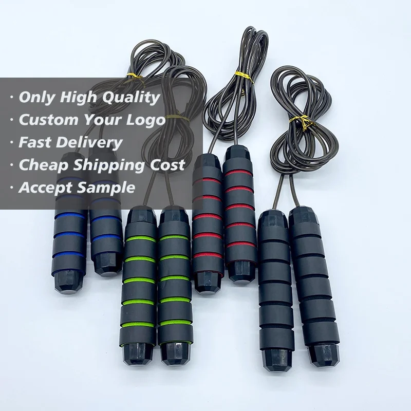 

High Quality Custom Adjustable Speed Cordless Skipping Heavy Jump Rope Aluminum Alloy Handle Plastic Pvc Weighted Jumping Rope, Blue, red, green, gray