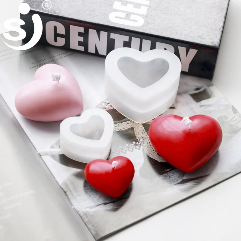 

Love heart aromatherapy candle mold DIY plaster gypsum silicone mould 3D soap silicon molds for candle, As picture or as your request