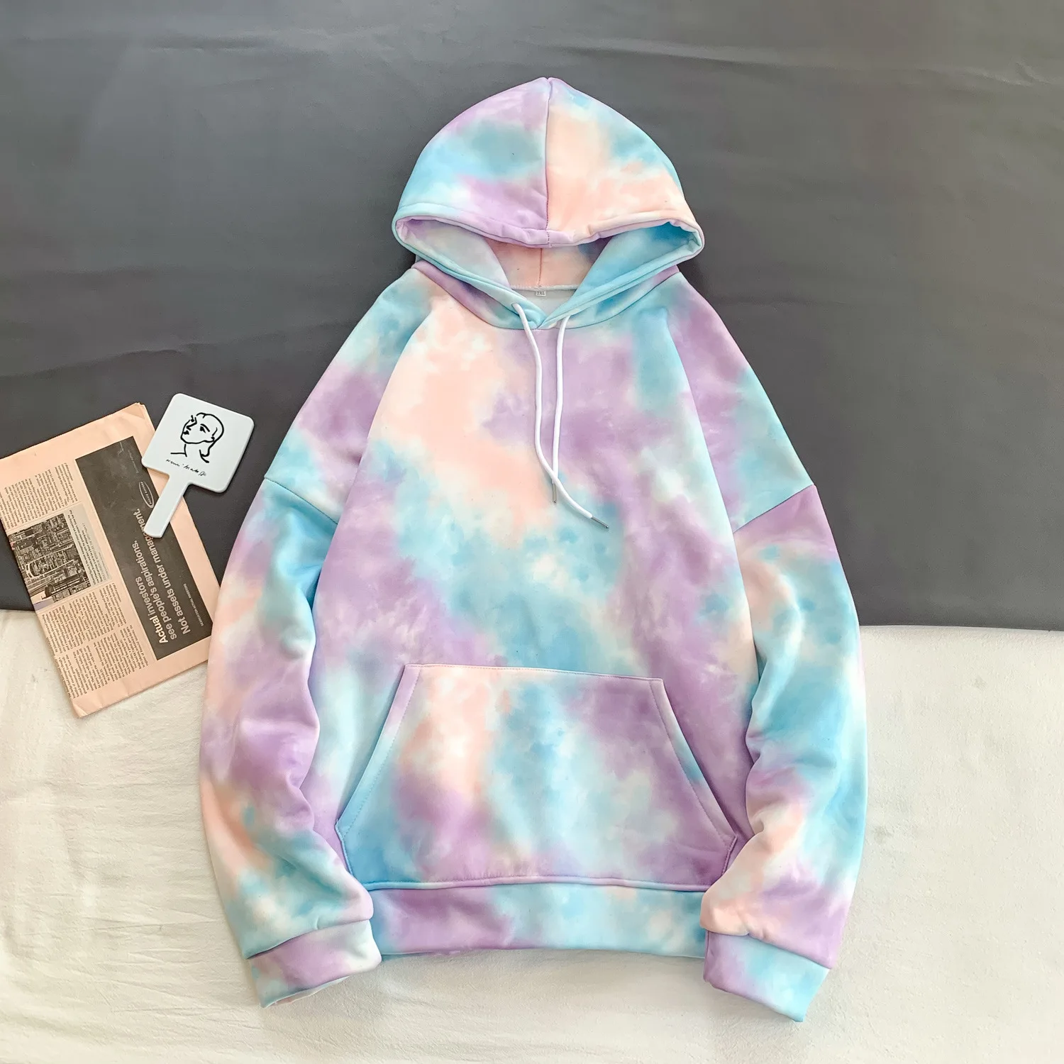 

2021 New Design Fashion Colorblock Pullover Long Sleeve Sweatshirt Women'S Hoodies Tie Dye Hoodie Women Tops Clothes, Blue