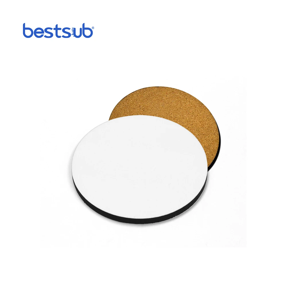 

Bestsub Wholesale Personalized Sublimation Blanks UniSub Sublimation With Cork Round Wood Resin Coaster Wooden Coasters
