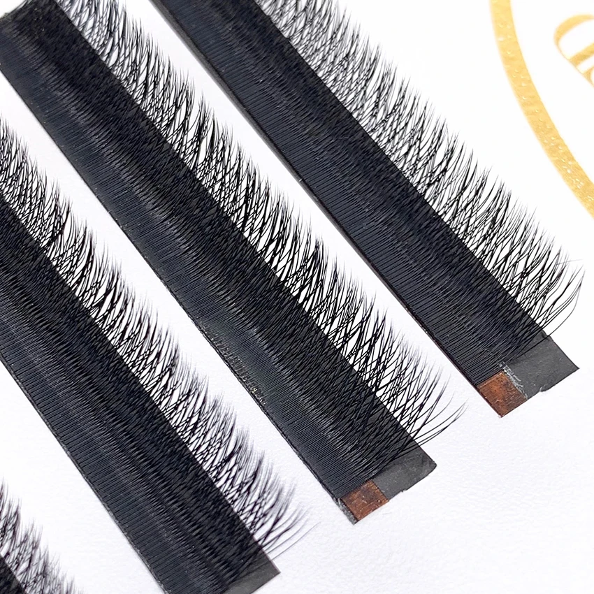 

Hot selling synthetic silk lashes W shape eyelashes extension with custom case 0.07mm, Natural black