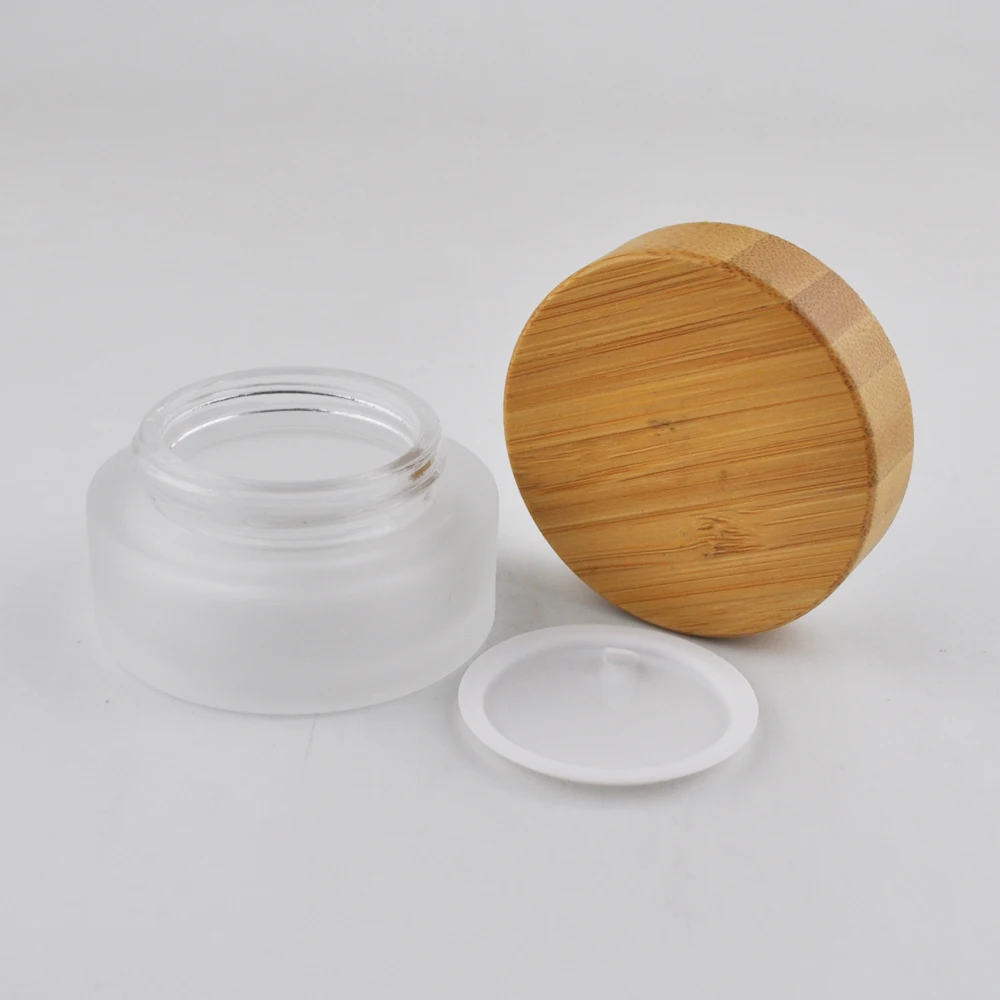 Luxury Biodegradable Cosmetic Packaging Containers Clear Frosted Glass