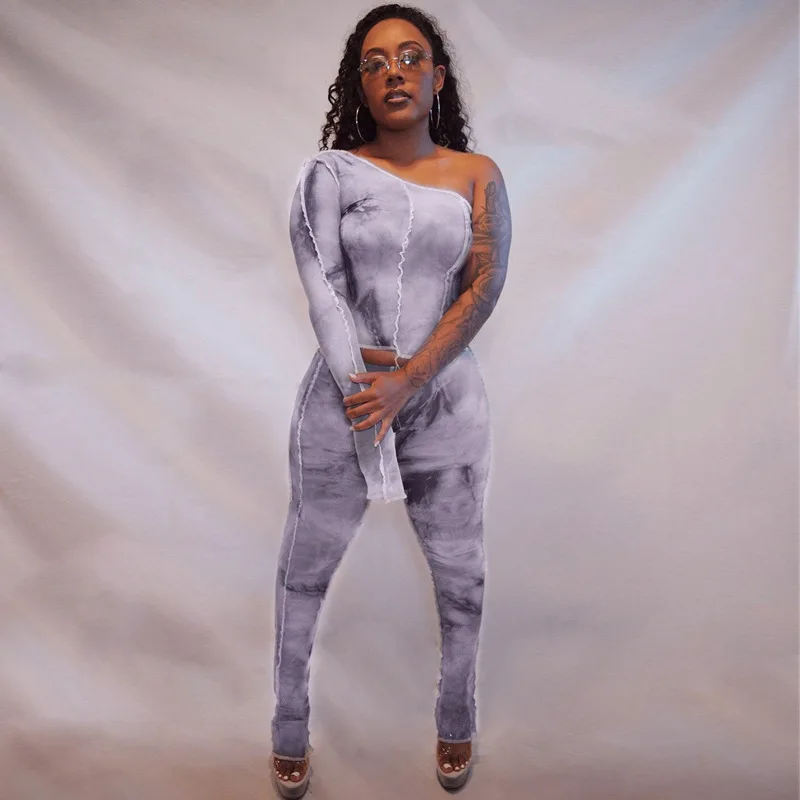 

2020 new arrivals autumn design full length women tie dye two pieces set