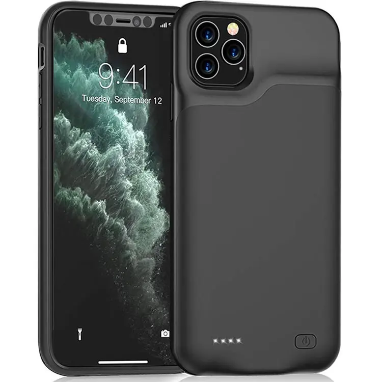

Rechargeable Soft Silicone Power bank Charge Case for iPhone11, Black, blue+gray, white+gray