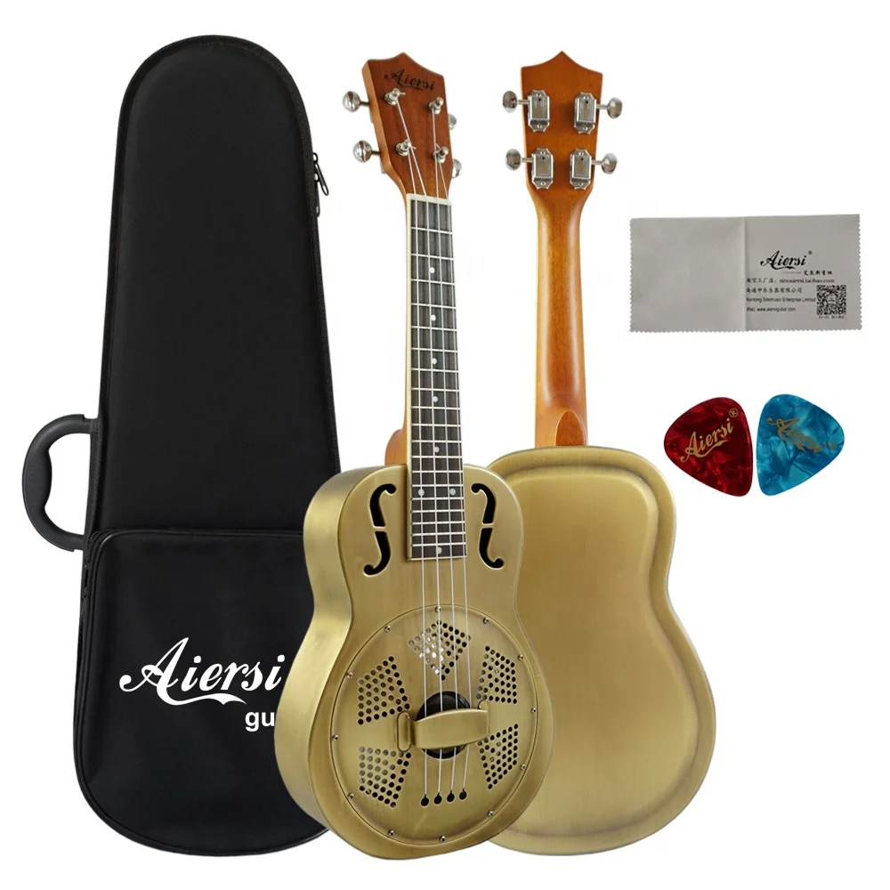 

Wholesale price Aiersi Brand F Hole 24 Inch Concert Ukulele metal body Resonator Ukelele hawaii guitar
