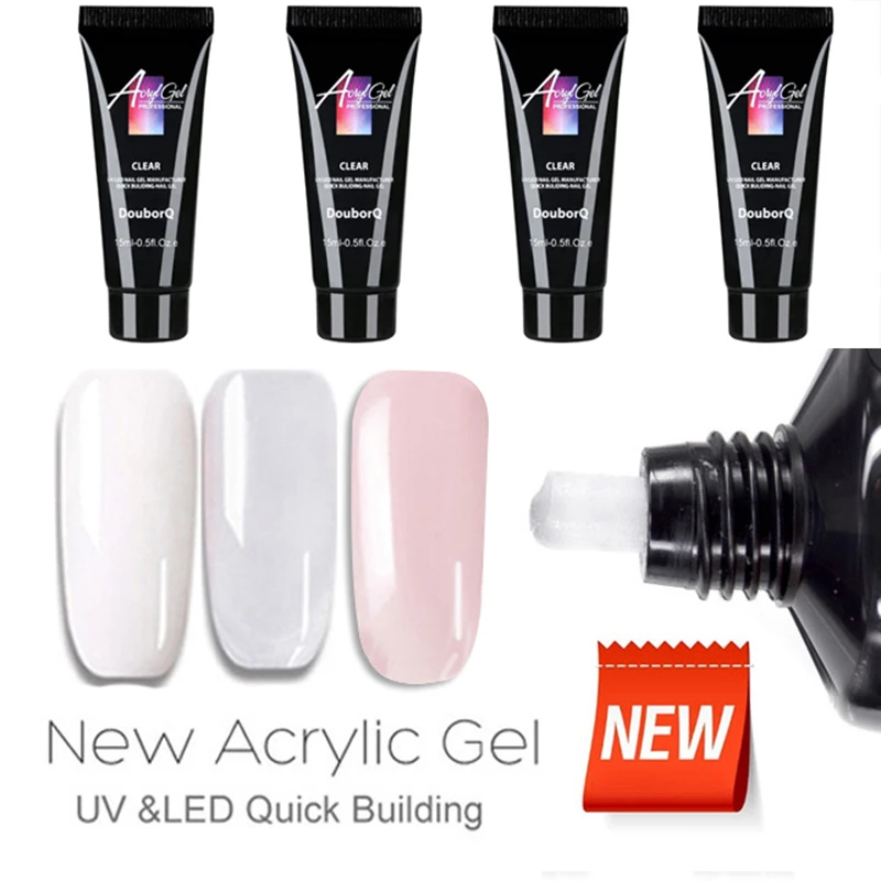 

Major Dijit 15 ml White Clear Cover Pink Poly nail Gel Quick Building Finger Extension Acryl Gel, Clear/white/pink