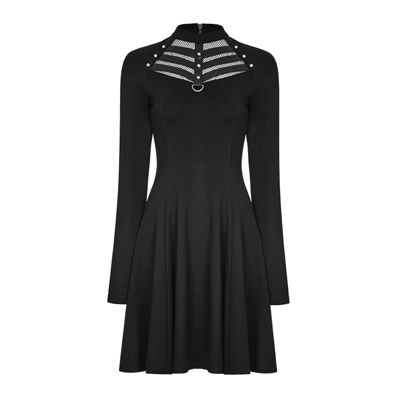 OPQ-366 PUNK RAVE daily fashion long sleeve elegant black dinner dress vestidos