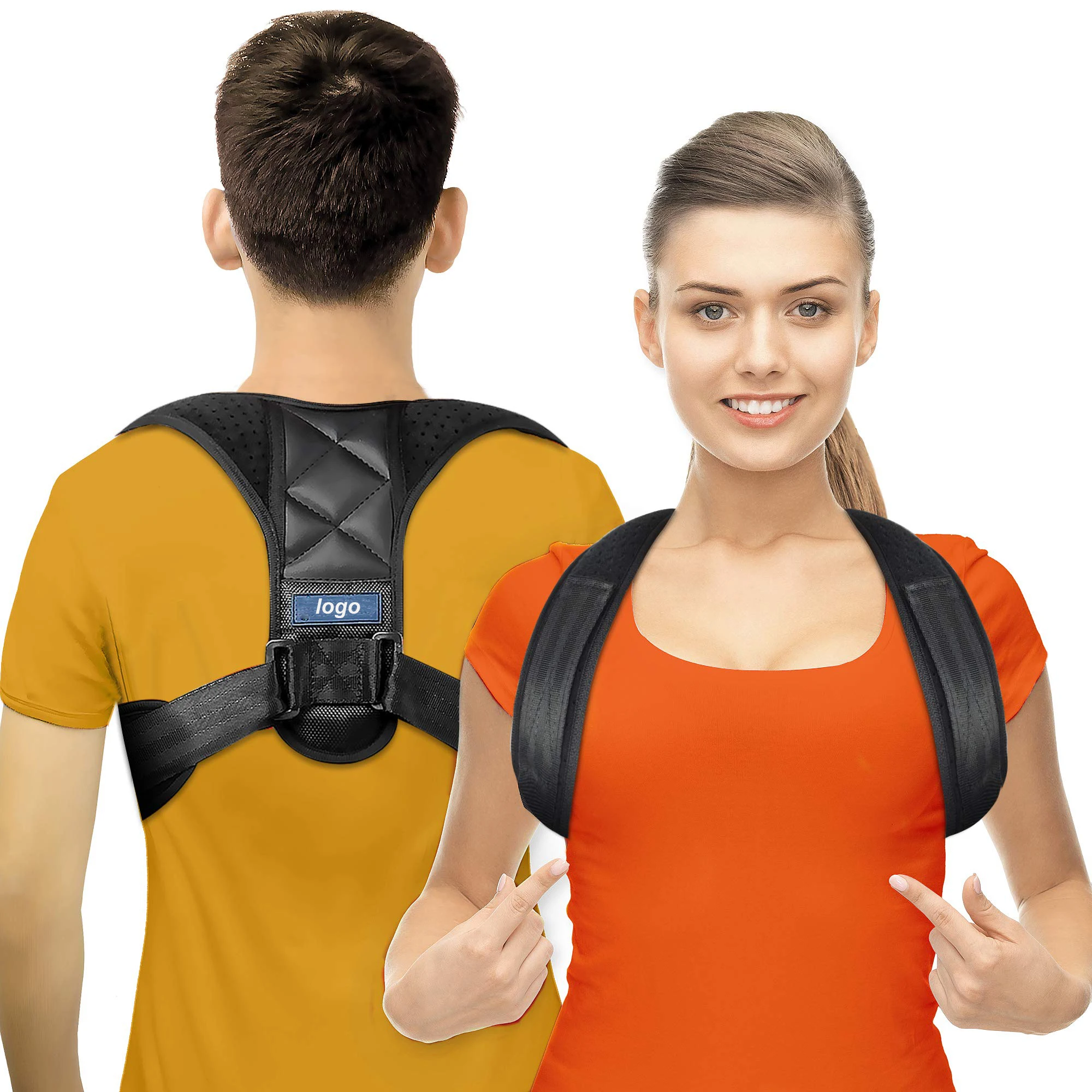

Adjustable Shoulder Brace Back Straightener Posture Corrector Back Support, Black