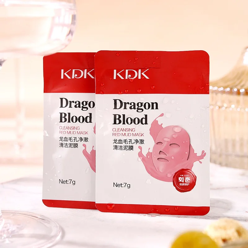 

KDK dragon blood cleansing red mud mask 10 bags/box 70g pores purifying clay mask moisturizing mudpack