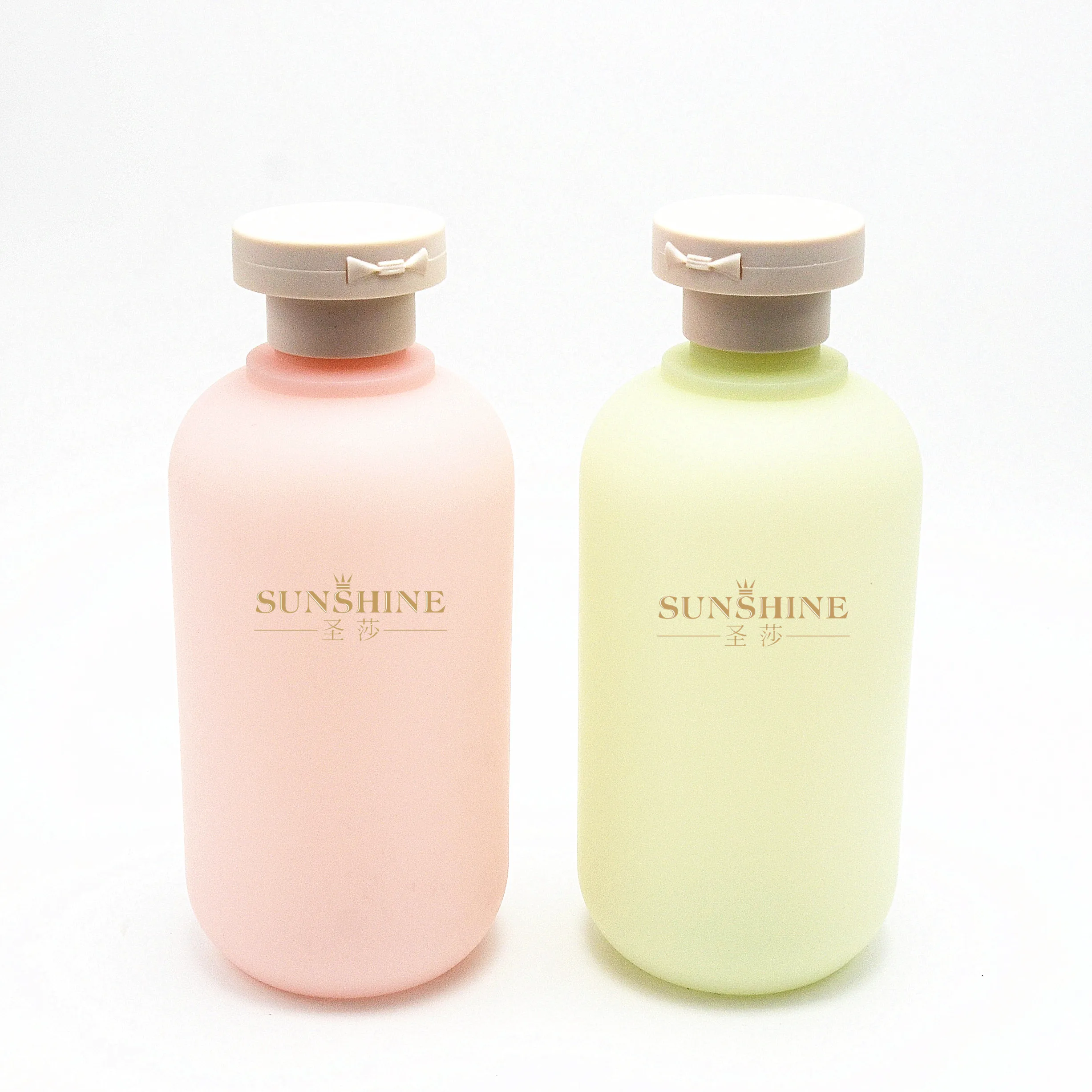 

New arrival 200ml 300ml fresh green lotion shampoo plastic bottles with flip top caps