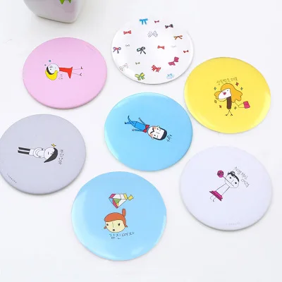 

Round Carrying Carrying Cartoon Mini Cute Hd Tinplate Makeup Mirror Giveaway