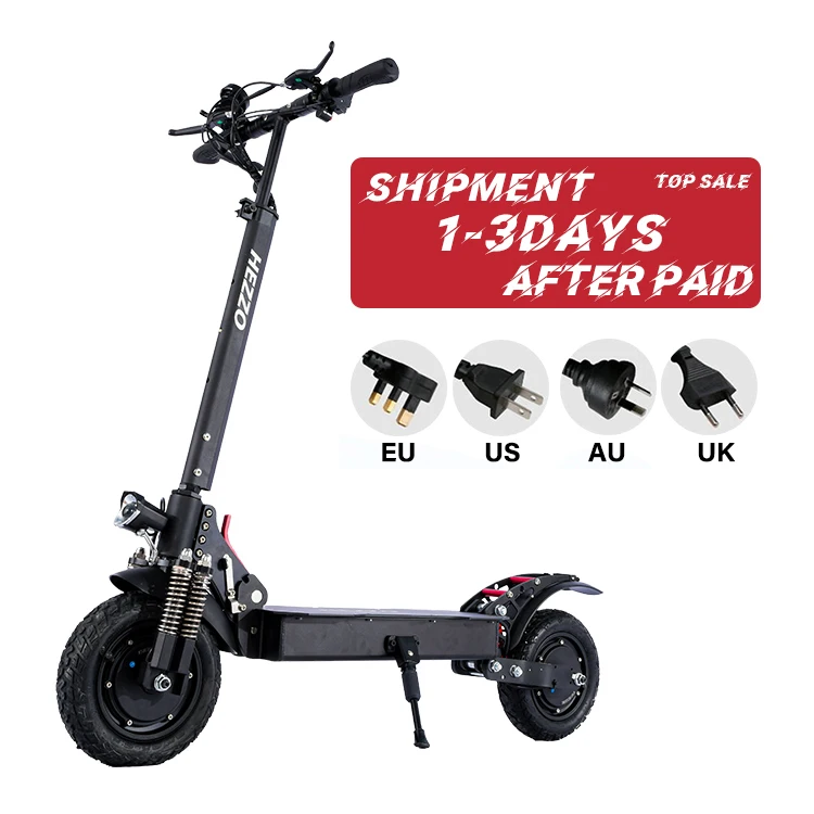 

2022 HEZZO long range 48V Dual Motor eScooter electr 2000w 2400w 20ah powerful Off Road Moped Electric kick Scooter for Adults, Black