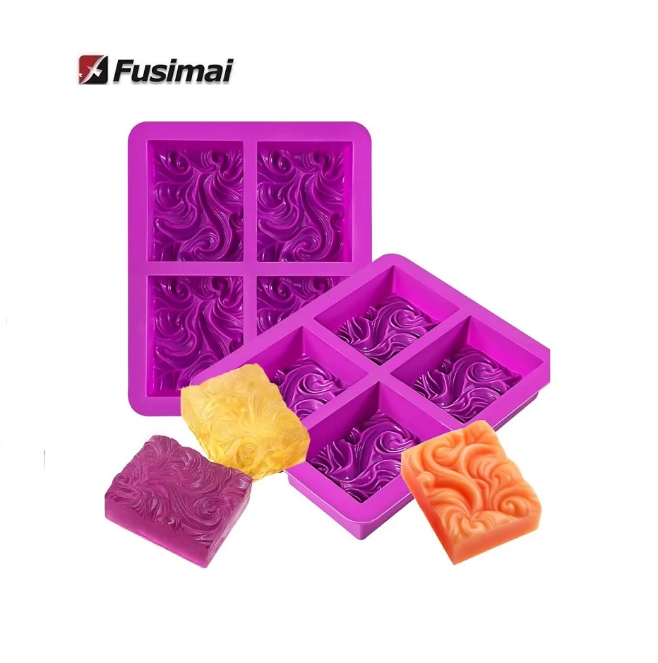 

Fusimai 4-Cavity Ocean Wave Silastic 3D Lotion Bars Craft Art Molding Silicone Nautical Cloud Soap Mold, As is shown in the picture