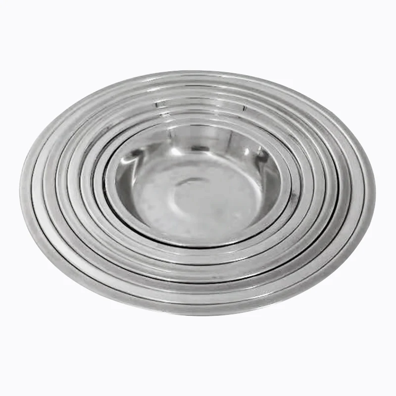 Round Metal Food Plate Stainless Steel Deep Dinner Plate For Home ...