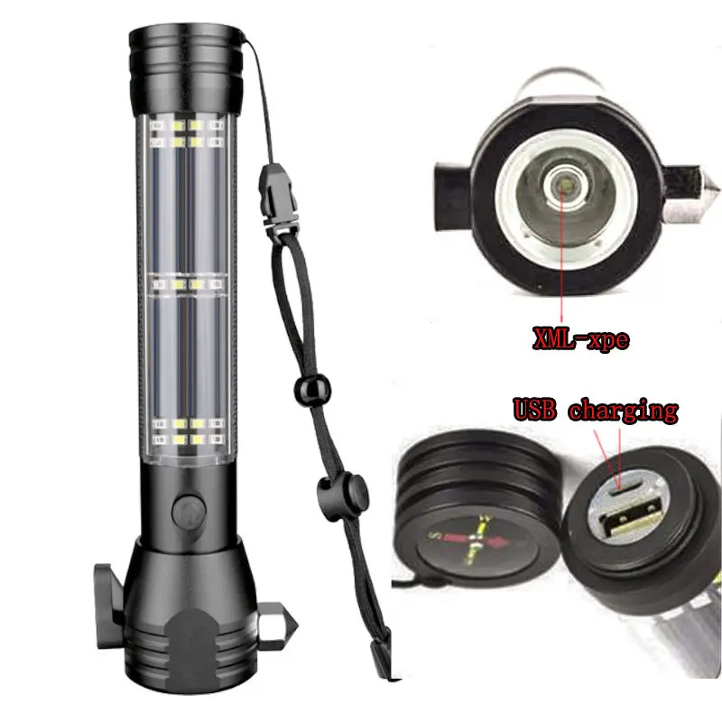 

Survival Multi Function Solar Powered Outdoor SOS Torch Car Flashlight Tactical LED Flashlight