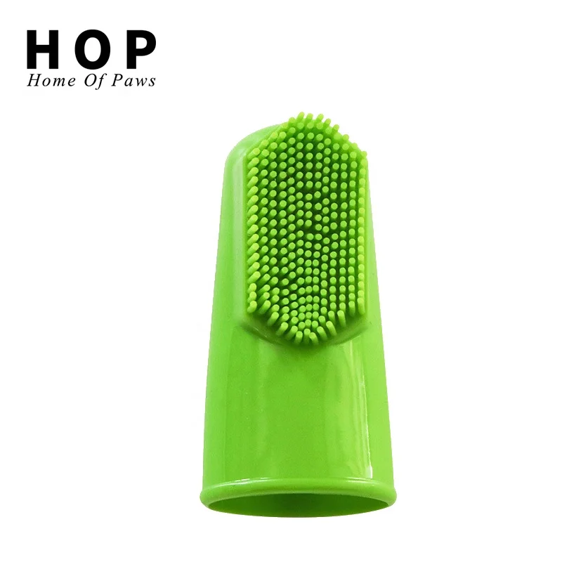 

Factory Wholesale LOW MOQ Soft Pet Dog Finger Toothbrush, Green