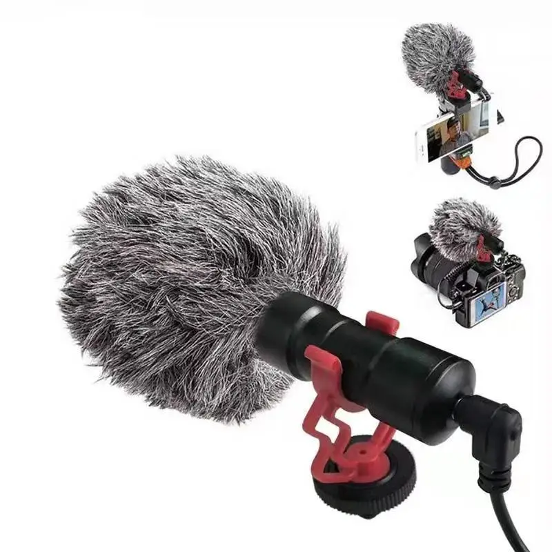 

MM1 Professional Camera and phones Microphone Wired Audio Recording Microphone for Live Streaming Clip live broadcast microphone, Black