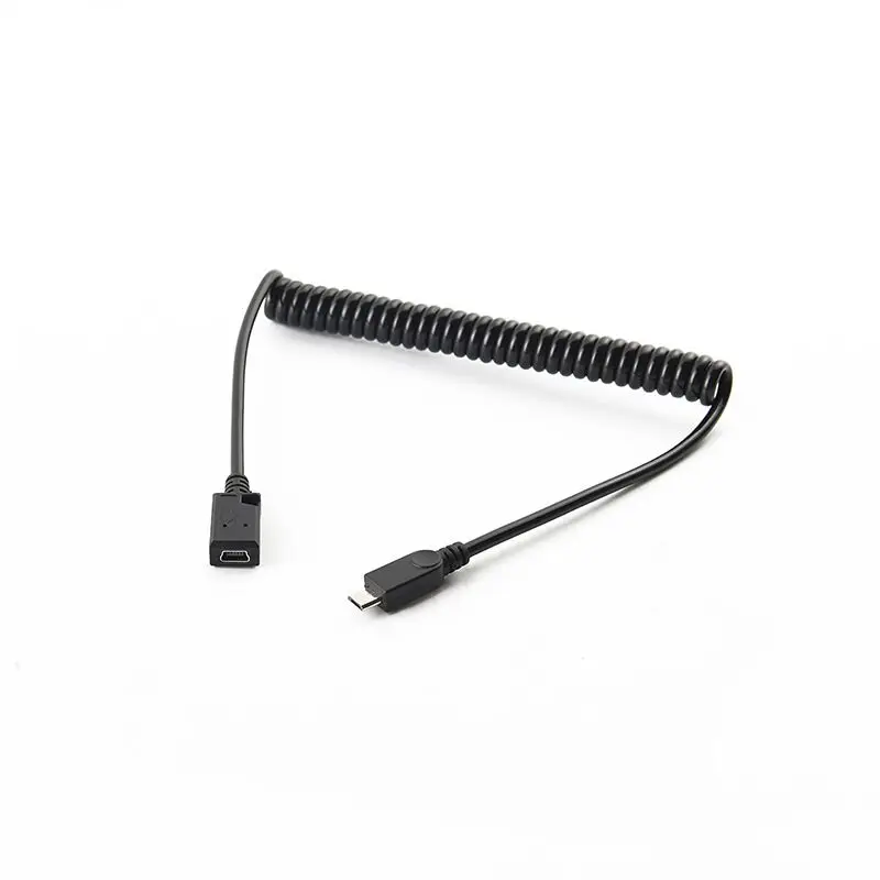 

1.5m spring Micro usb 5pin male to Mini usb 5pin female extension coiled cable, Black