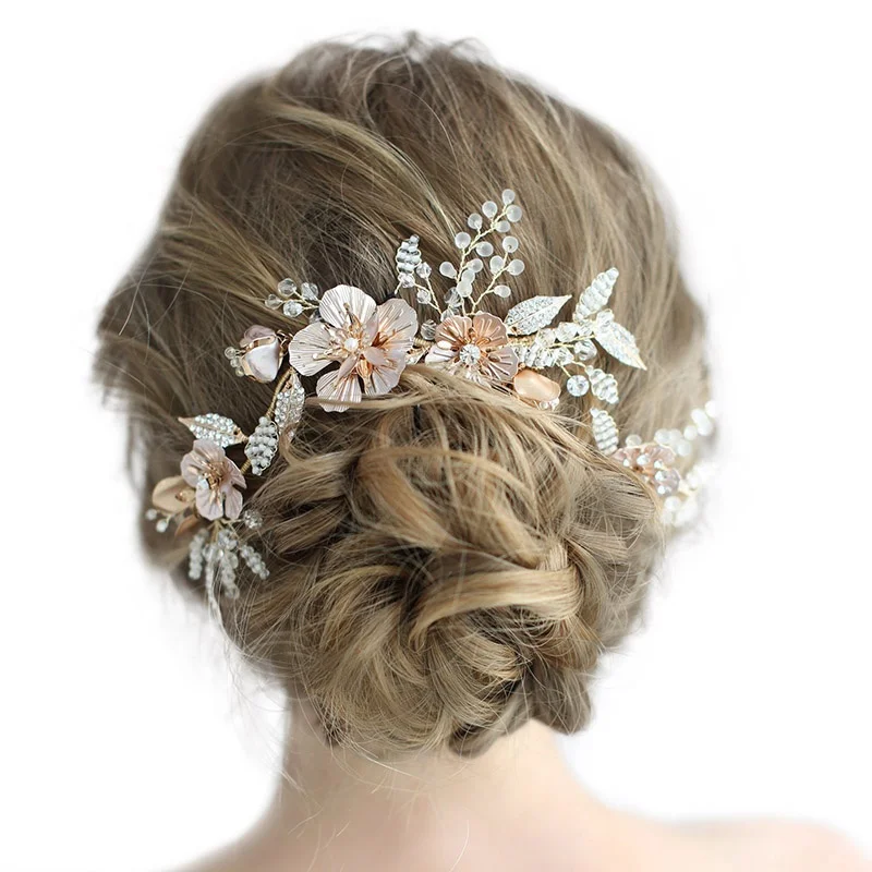 

Bohemia Style Luxury Women Hair Vine And Bobby Pin Party Headpiece Wedding Hair Accessories Bridal Jewelry Set, Gold color