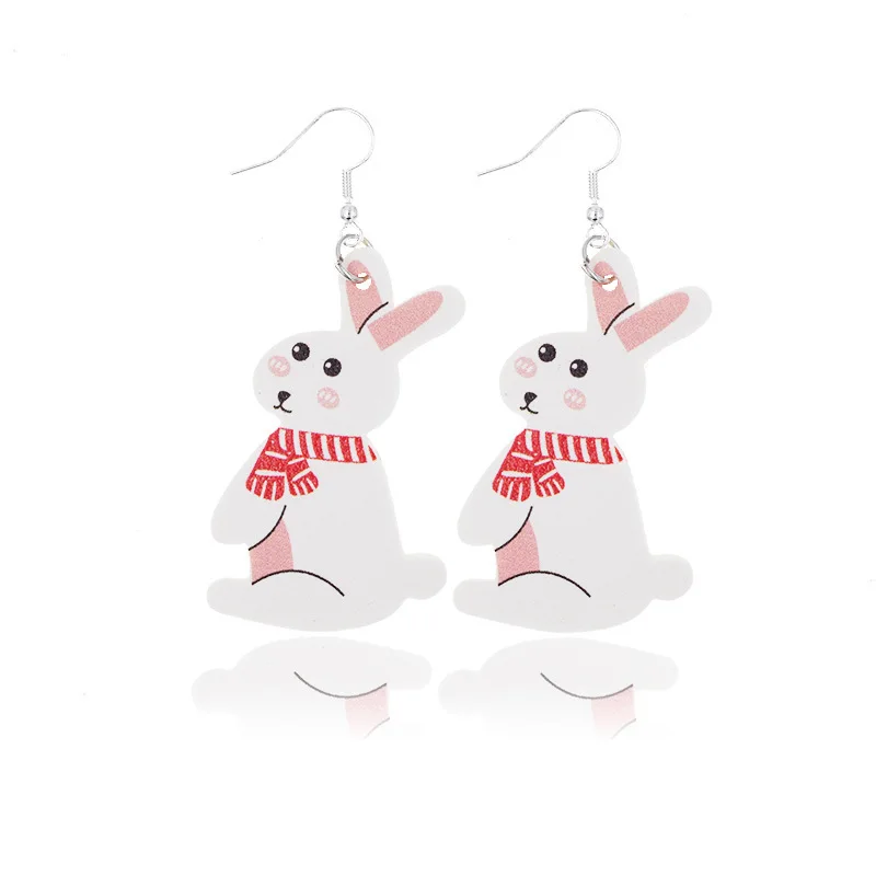 

2021 Creative Easter Supplies Leather Earrings Water Drop Cute Rabbit Dangle Hook Earrings, Colorful