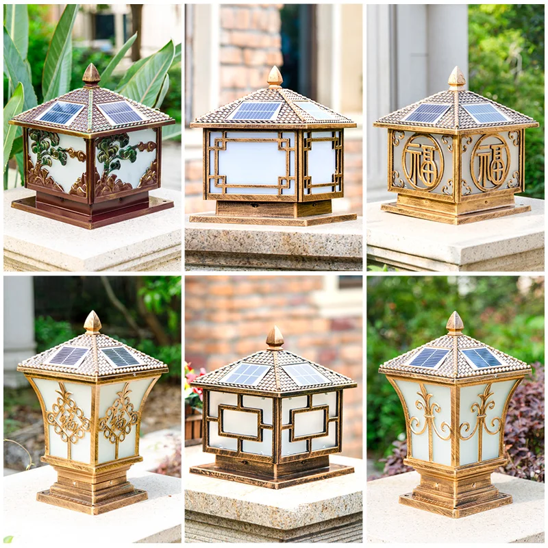 New European Style Retro Outdoor LED Garden Lights Pillar Gate lights