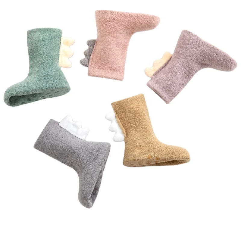 

Autumn and Winter Baby Cotton Socks 0-3 Years Anti Slip Socks Kids Non-Slip Floor Socks Coral Velvet Thickened Dinosaur