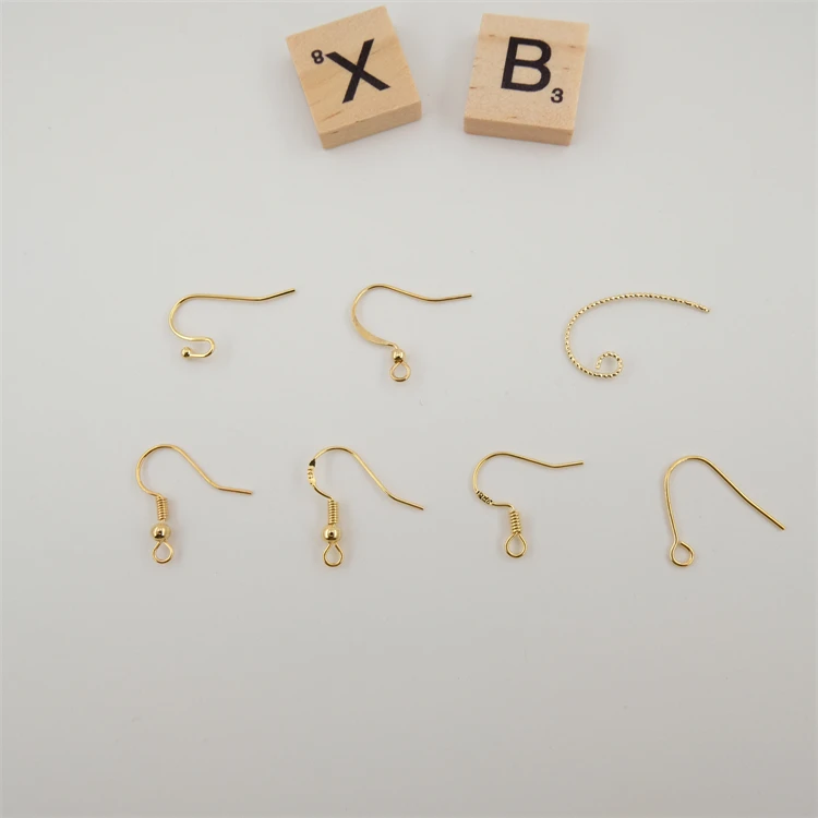 

The New DIY earrings Parts Personality style Ear wire plated 18K gold elastic Copper With beads real gold 18k earing charms