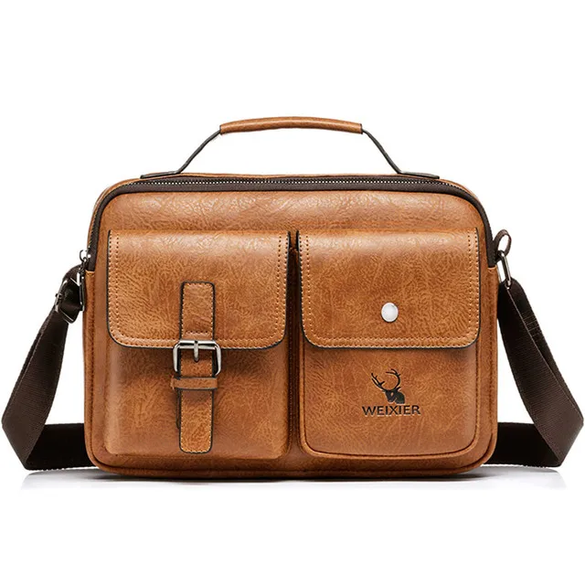 

Vintage Men Briefcase Messenger Purse Casual Men's Shoulder Handbags Office Crossbody Bags Man Small Business Bags, Black,brown,coffee