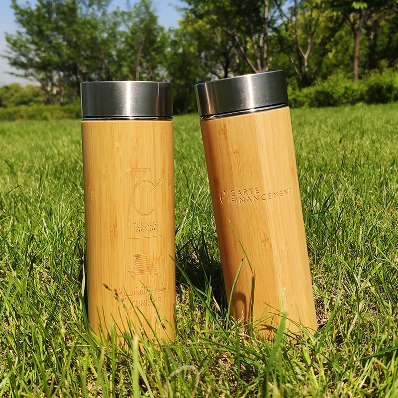 

Mikenda bamboo shell double wall water bottle, Transparent