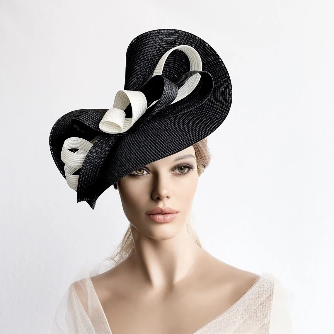 

Newest Premium Fascinator Derby Hat Fashion Straw Wedding Photography Hat for Women Ladies